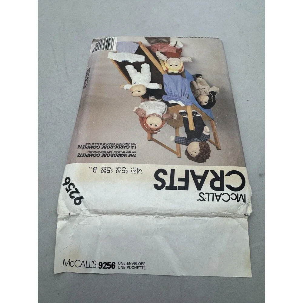 McCall's Crafts 9256 Sewing Pattern Soft Sculptured Doll Complete Wardrobe 16 18